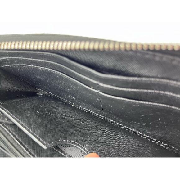 Michael Kors Zip-around Continental Black Genuine‎ Leather Jet Set Wallet - Picture 13 of 14